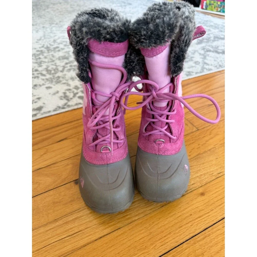 The North Face Pink and Gray Kids Snow Boots size 1